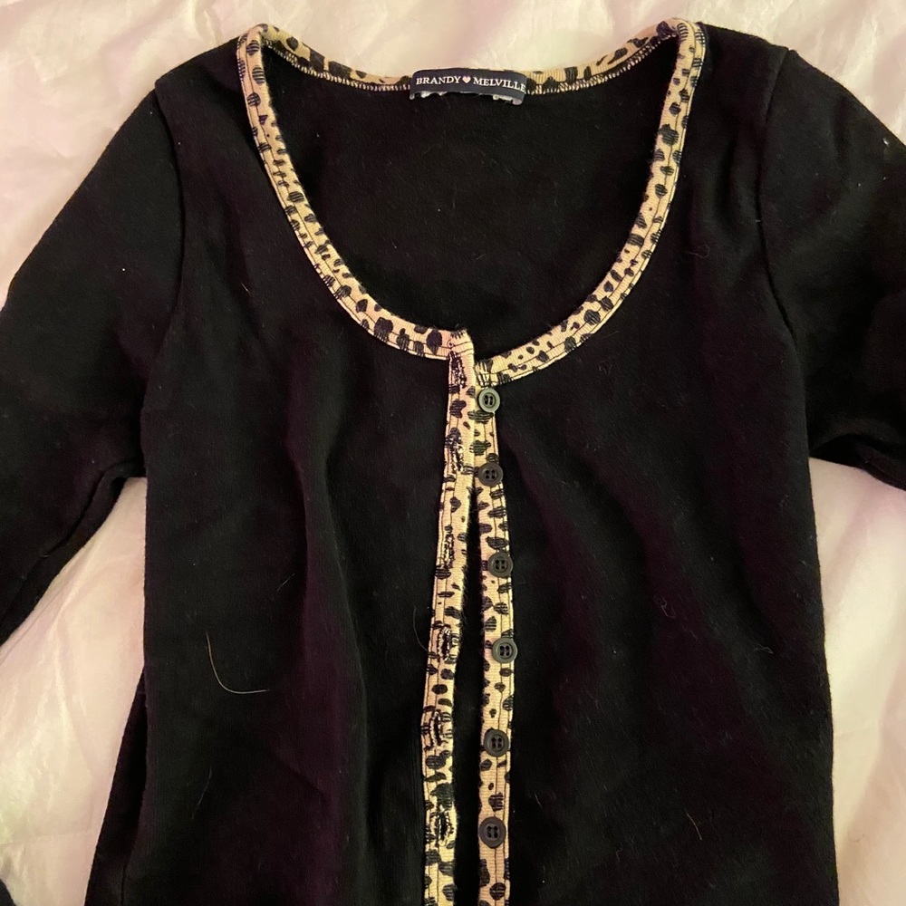 Brandy Melville black cheetah cropped cardigan